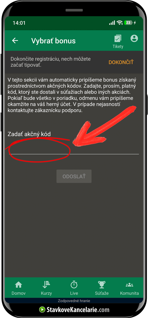 Kde vložiť akčný kód Tipsport