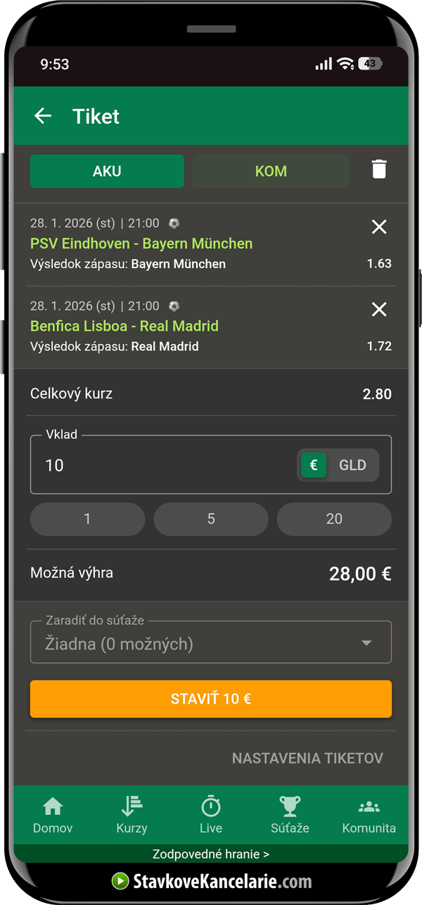 AKU tiket v Chance aplikácii