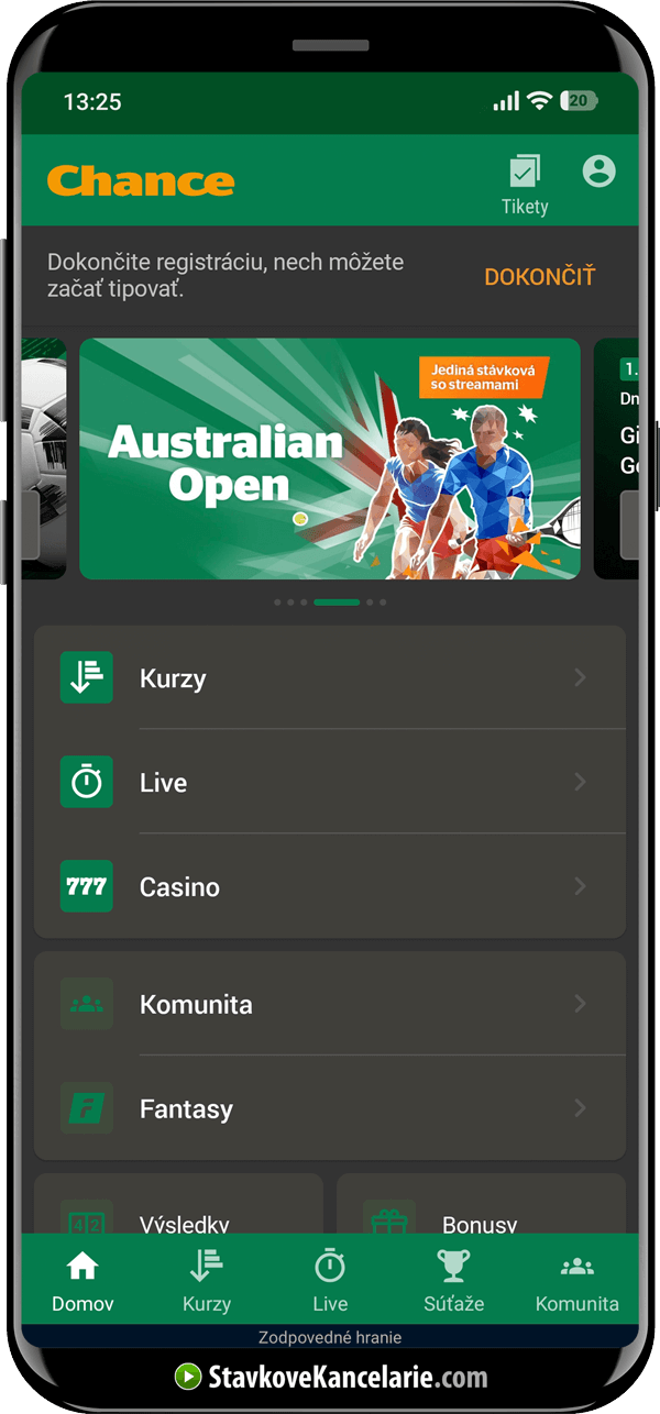 Ponuka aplikácie Chance