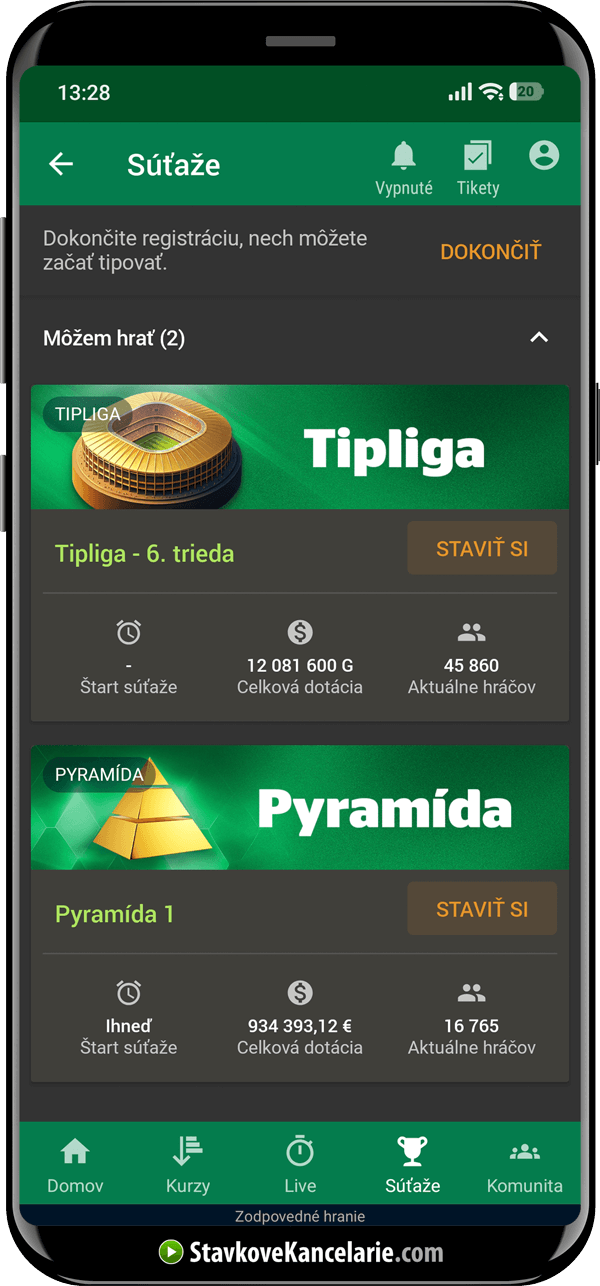 Súťaže v mobilnej aplikácii Chance