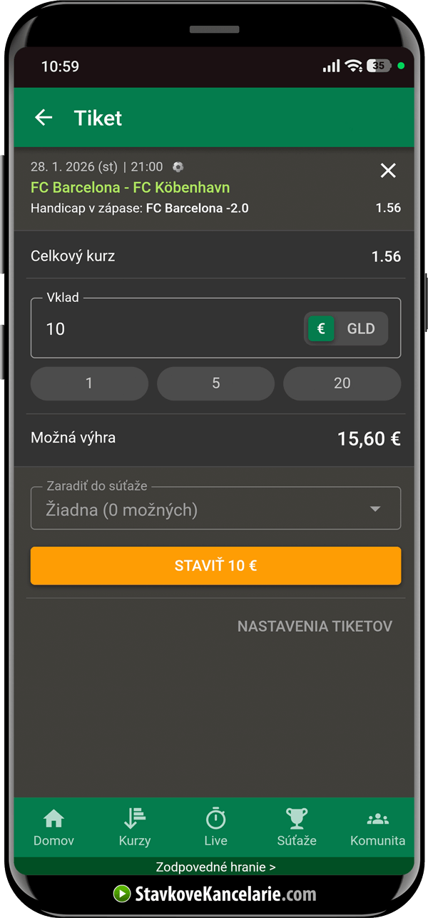 SOLO tiket v aplikácii Chance
