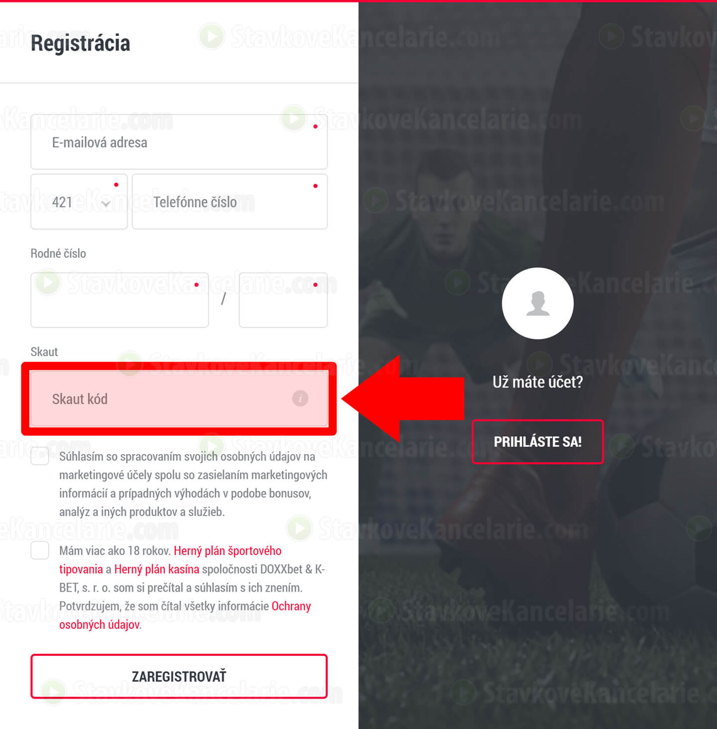 Registrácia v DOXXbet a zadanie promo kódu