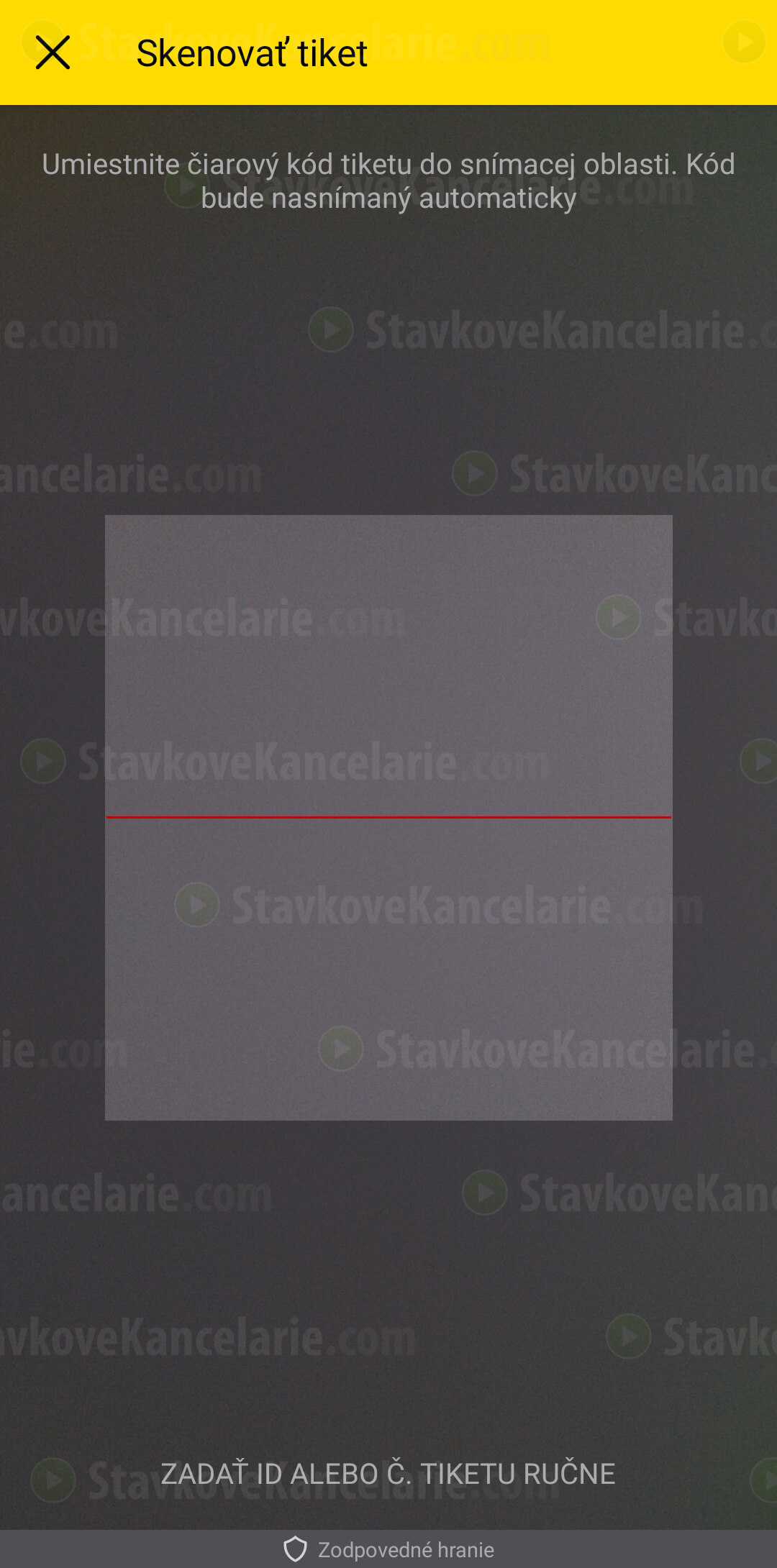 Skener tiketov v aplikácii Fortuna