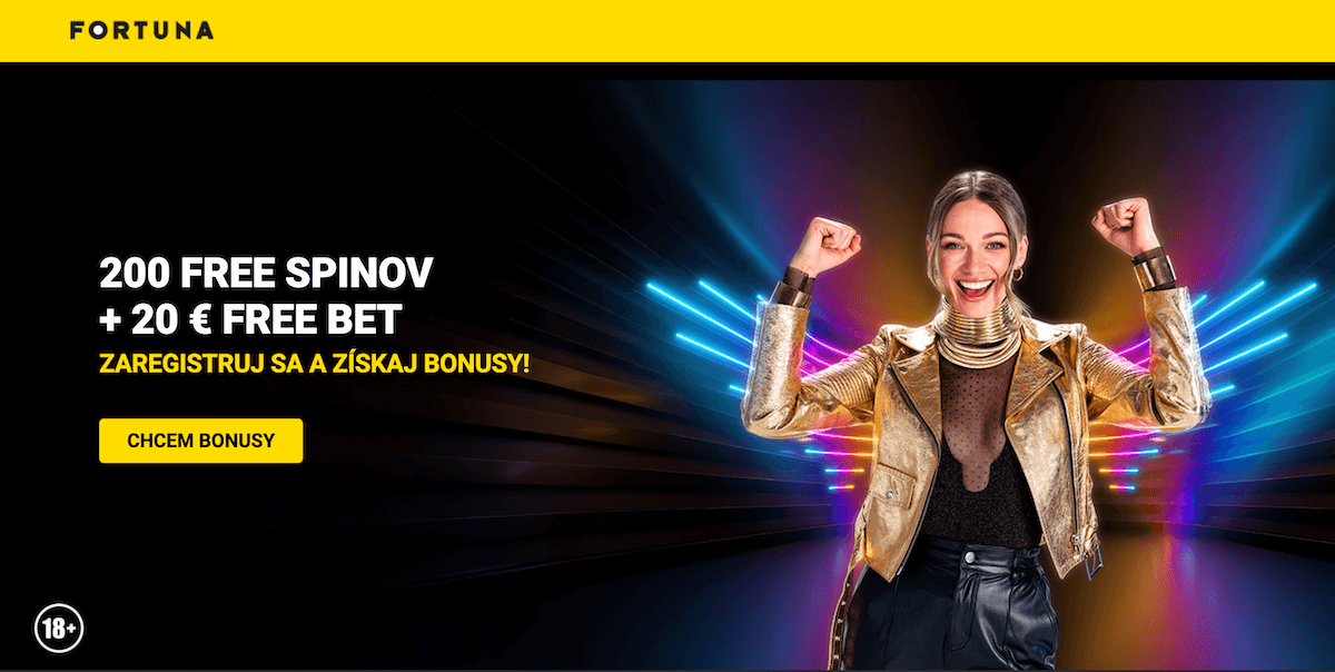 Fortuna free spiny: balík 20 € free bet + 200 free spinov