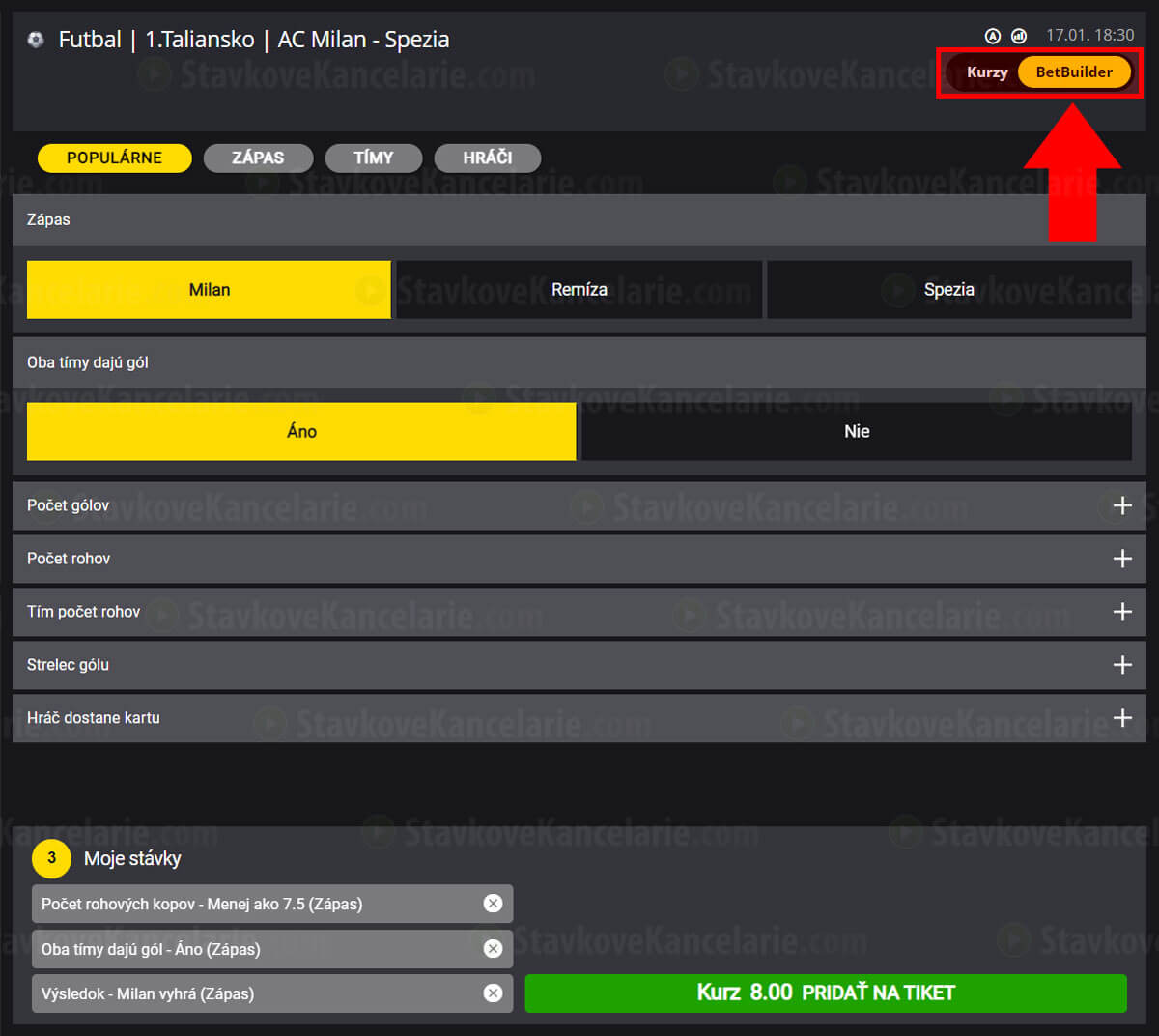 Fortuna Bet Builder futbal