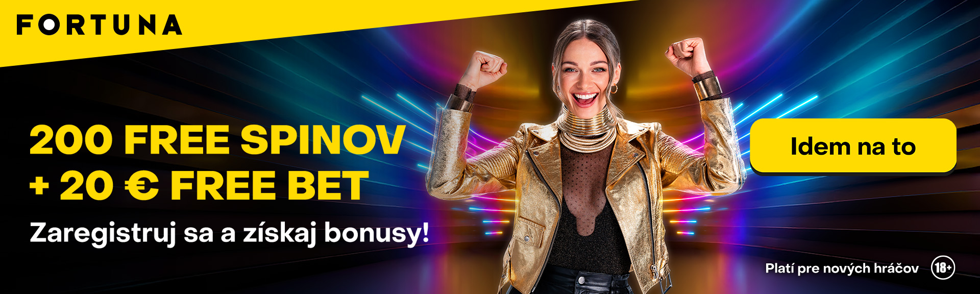 Bonus vo Fortune 20 € + 200 free spinov do kasína