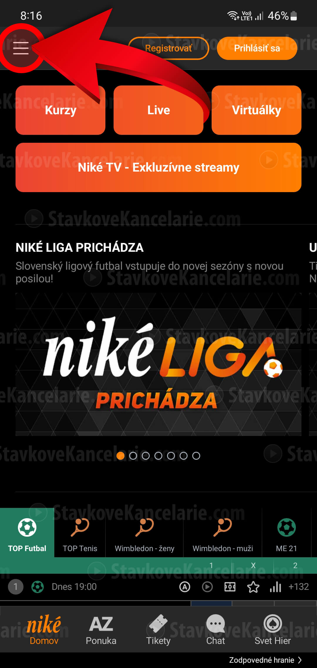 Mobilná aplikácia Niké