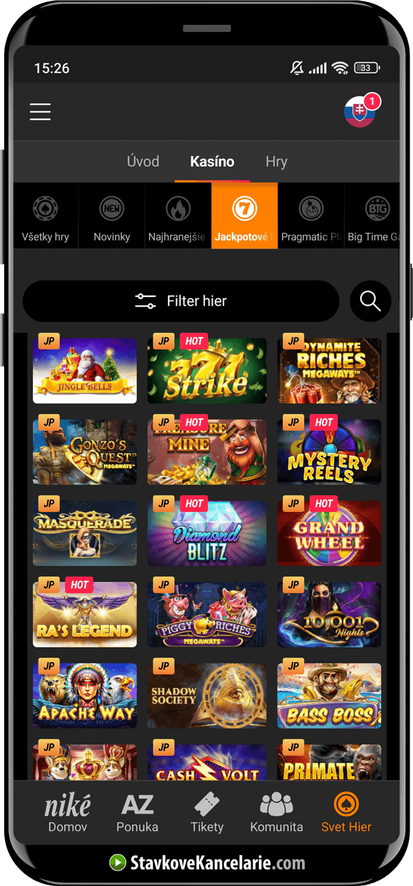 Niké casino v mobilnej aplikácii Niké