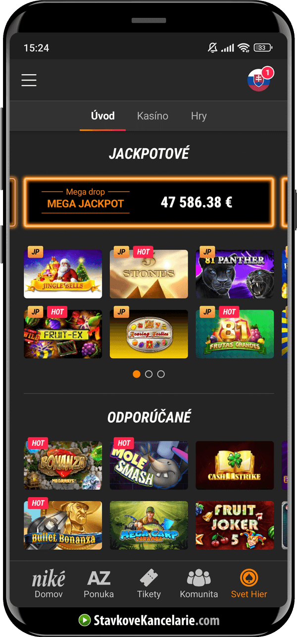 Jackpotové automaty v aplikácii Niké
