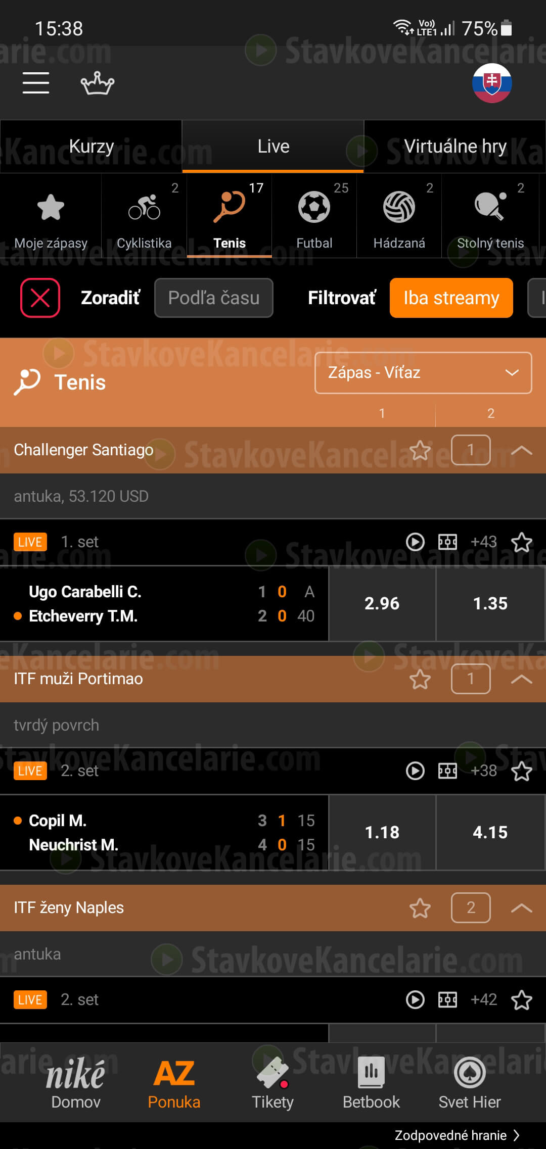 Spustenie TV Niké na mobile
