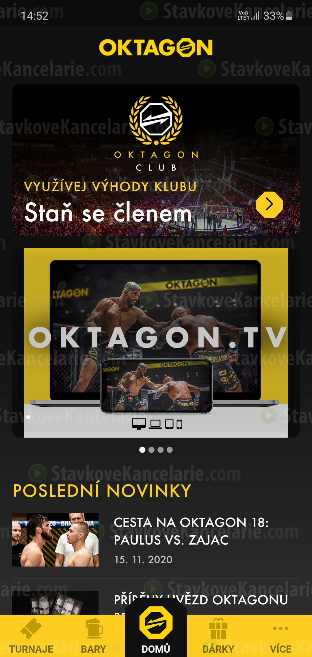 Úvodné menu aplikácie Oktagon Oktagon aplikácia – Úvod