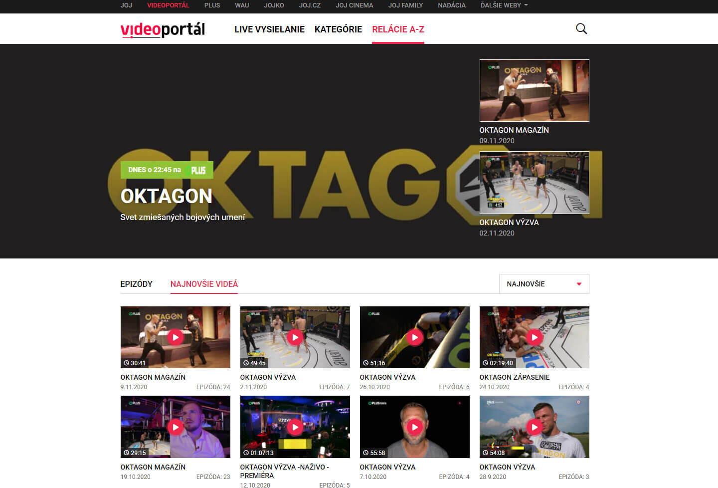 OKTAGON Magazín Video portál TV JOJ a OKTAGON Magazín