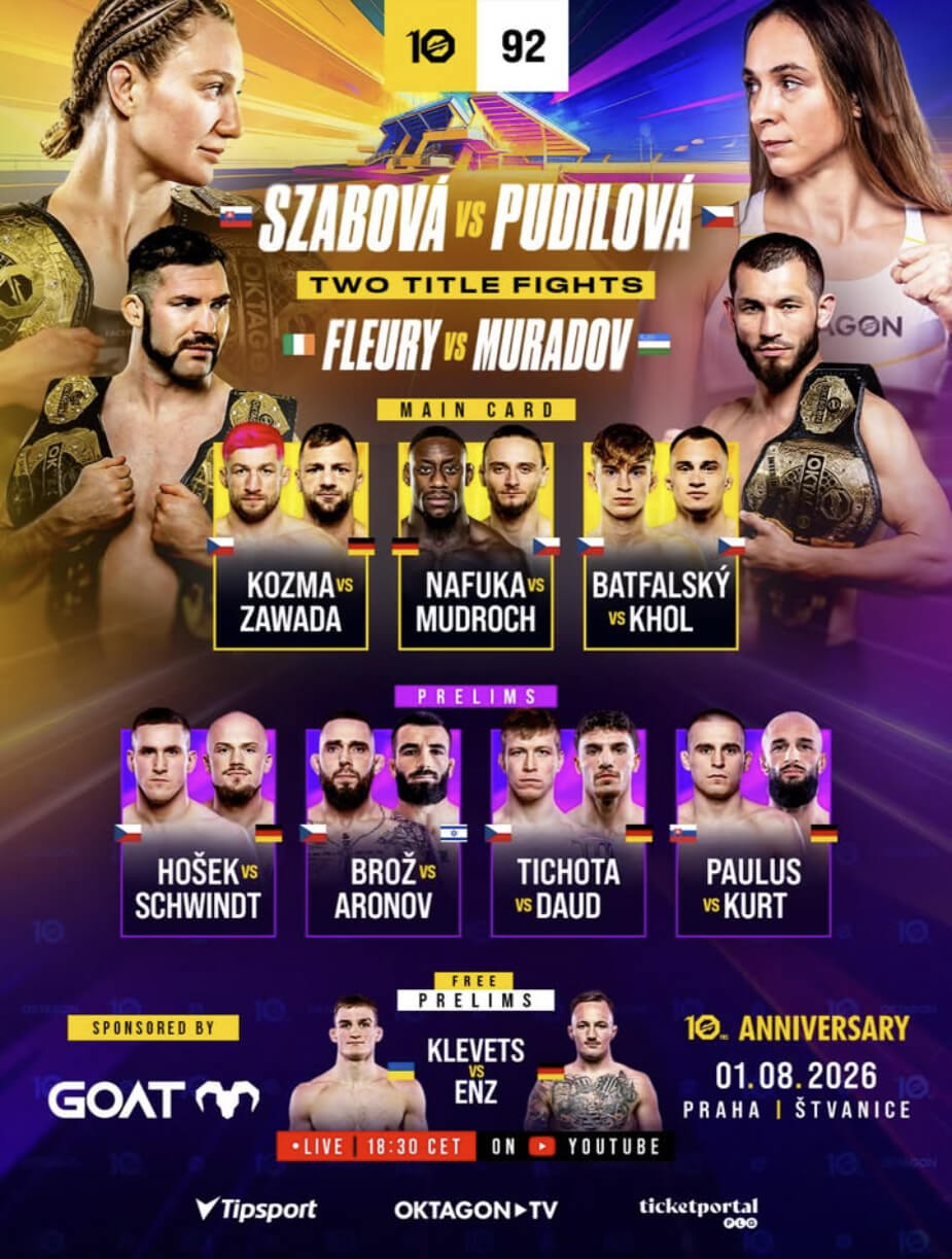 Program a fight card turnaja Oktagon 92 na Štvanici