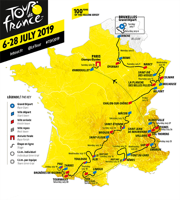 Mapa etáp TdF