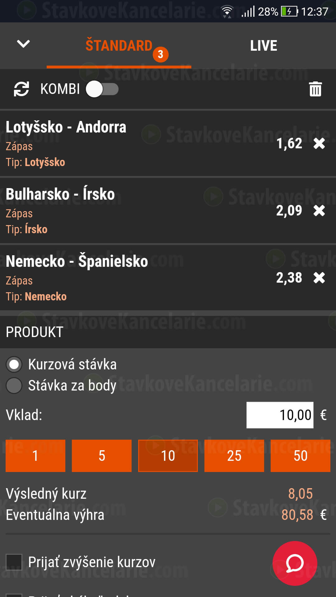 AKU stávka v SYNOT TIP aplikácii