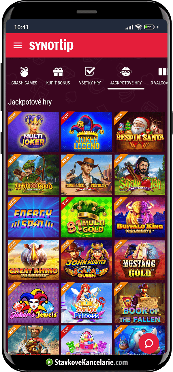 Jackpotové automaty v aplikácii SynotTip