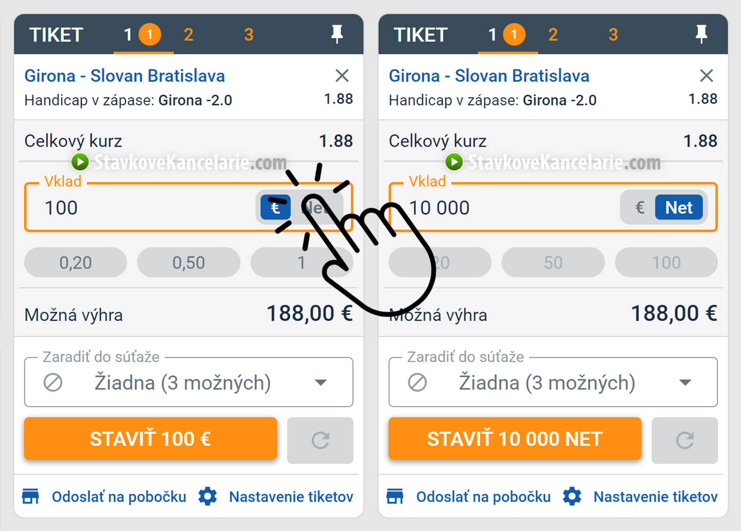 Tiket podaný za Nety v Tipsporte