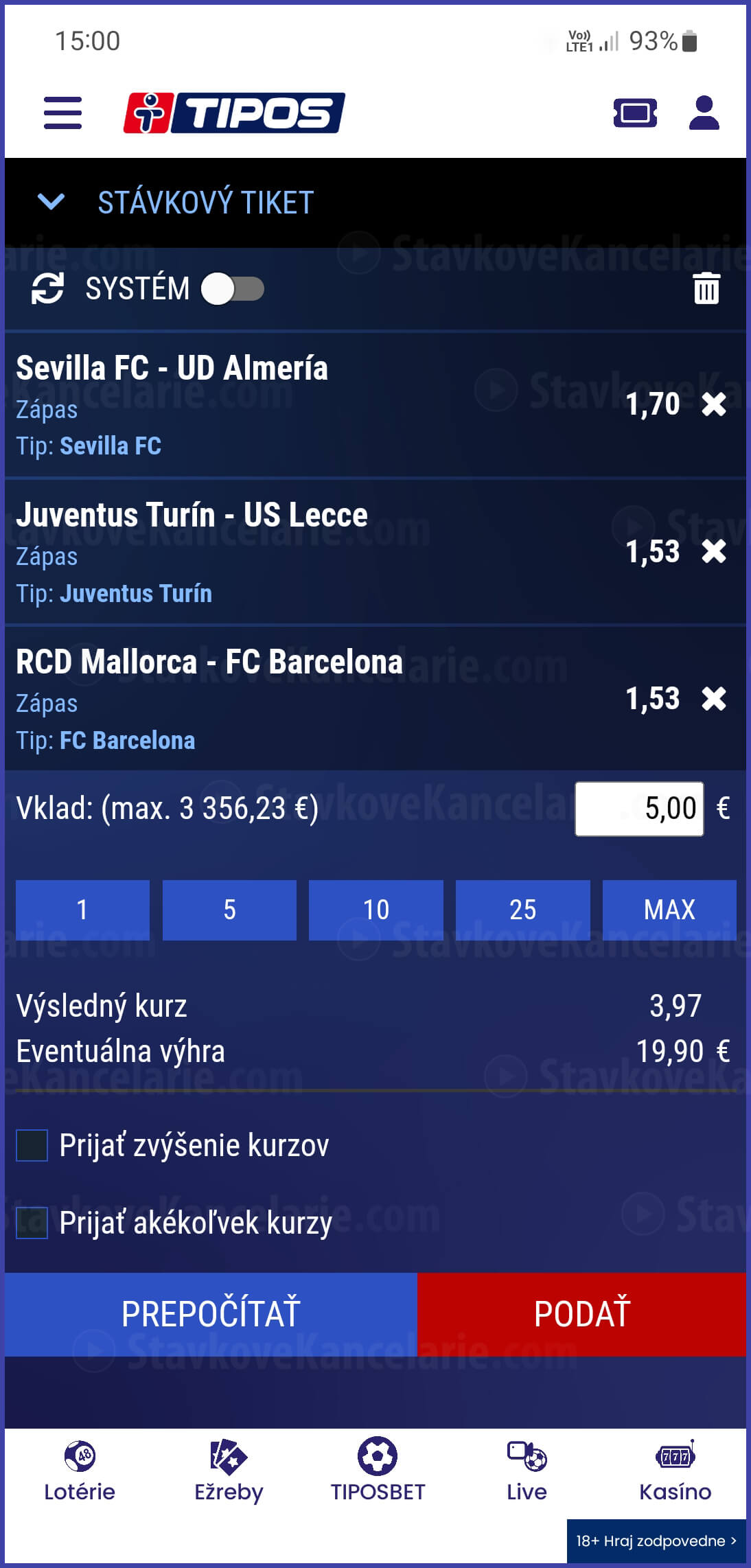 Ako tiket v appke TIPOS