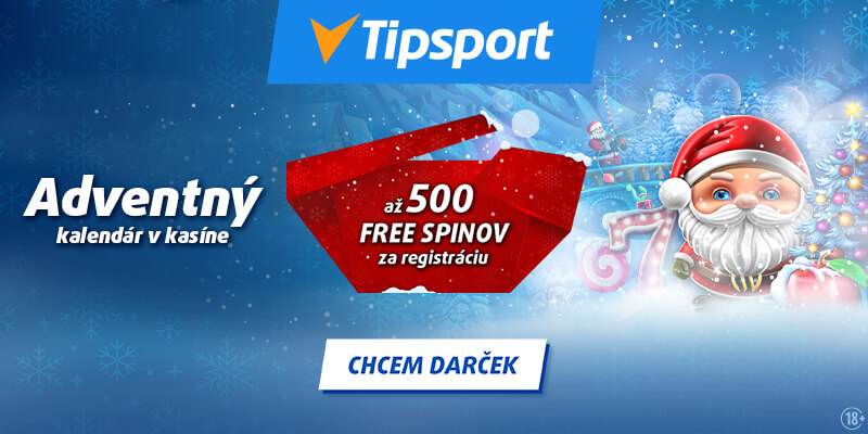 Tipsport adventný kalendár v kasíne a až 500 free spinov za registráciu