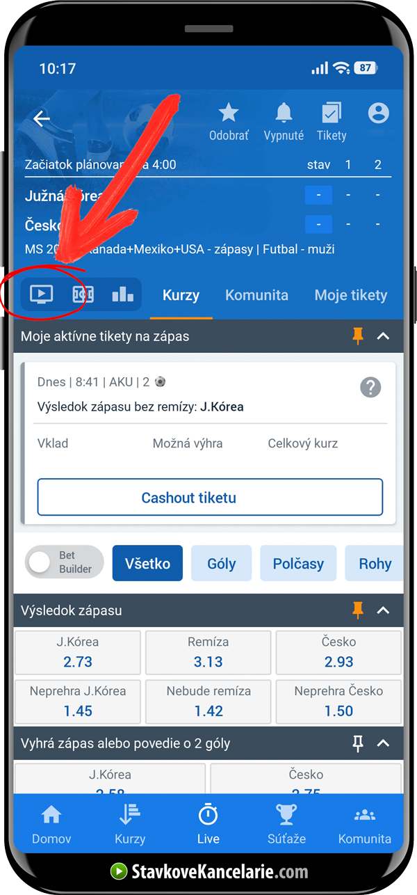 Výber zápasu Južná Kórea vs. Česko v TV Tipsport