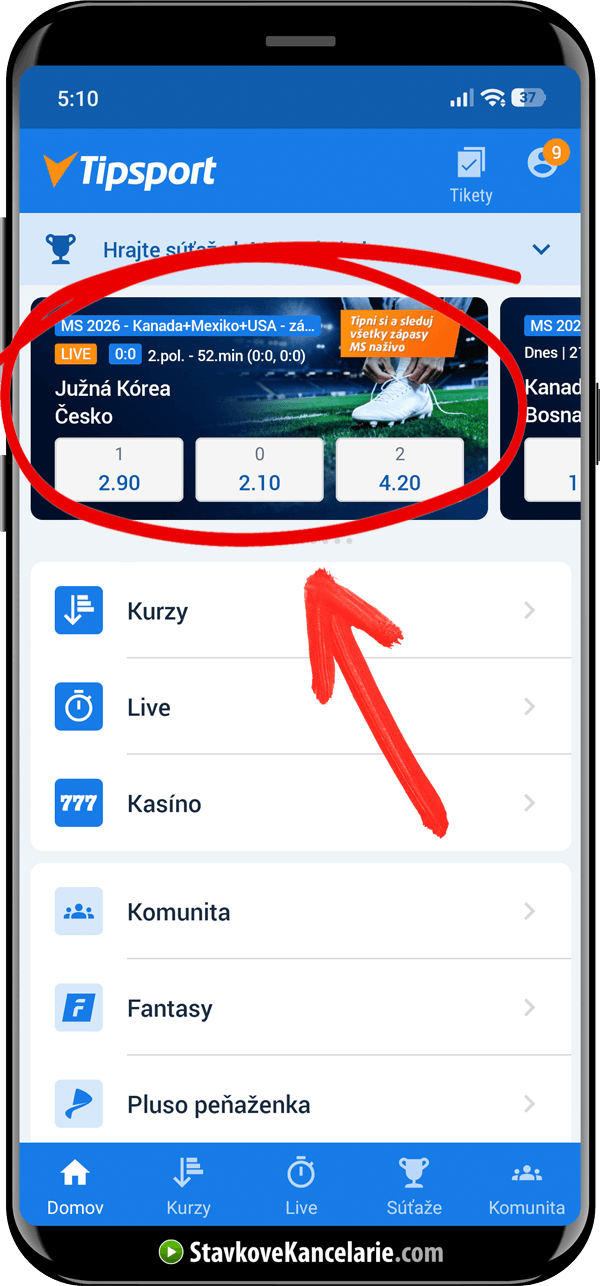 Výber zápasu Majstrovstiev sveta 2026 na TV Tipsport