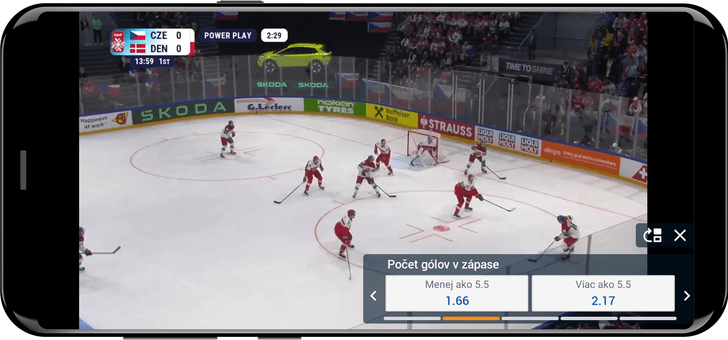 Sledovanie MS v hokeji na celú obrazovku s live kurzami vo videu
