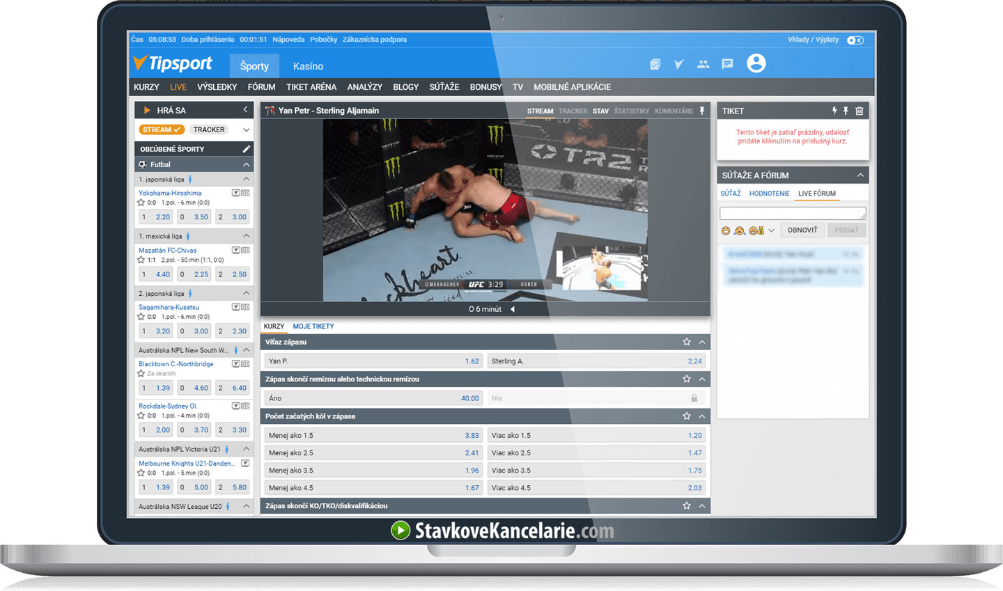 UFC live stream na Tipsport TV