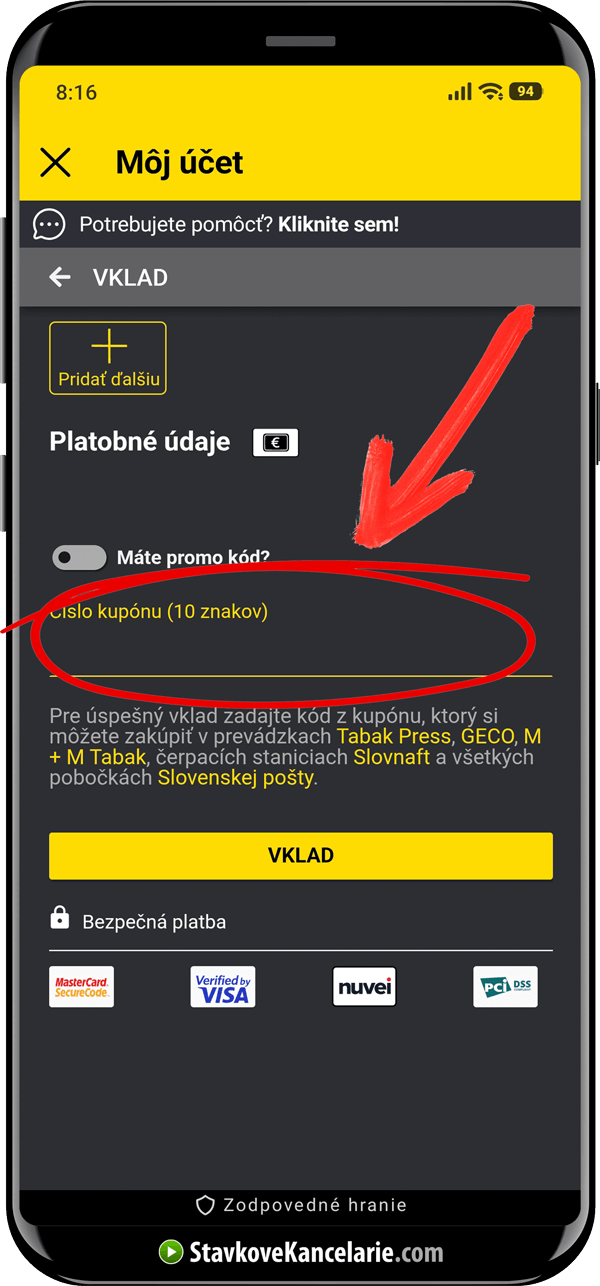 Vklad do stávkovej kancelárie cez Fortuna kupón