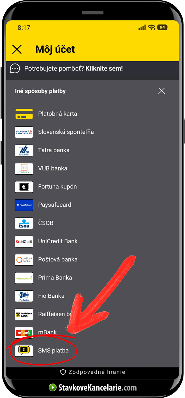 Ako vložiť peniaze do Fortuny cez SMS