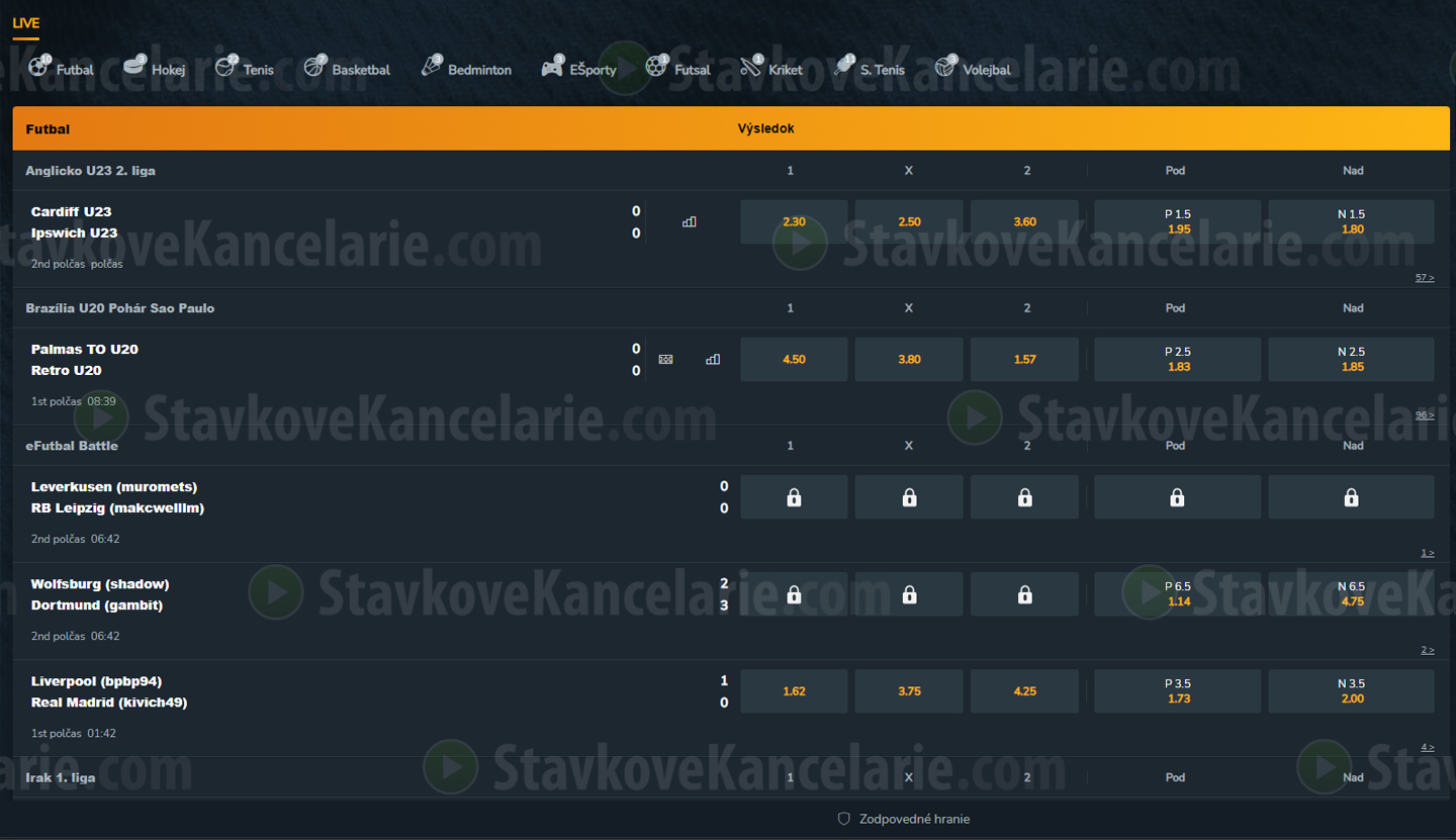 Live stávky na betRing.sk