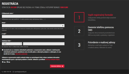 Registrácia v SYNOT TIPe