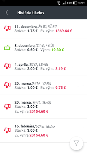 História tiketov v DOXXbet aplikácii