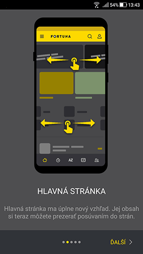 Pomocník pri prvom spustení Fortuna apk