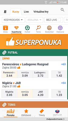 Superponuka v mobilnej aplikácii Niké