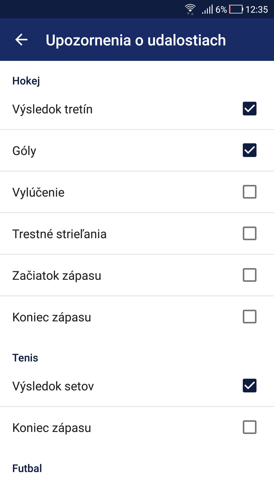 Nastavenie notifikácií v appke TIPOS