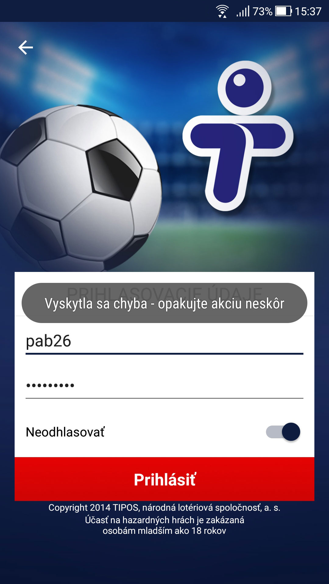 Prvé spustenie aplikácie eTIPOS šport od spoločnosti Tipos