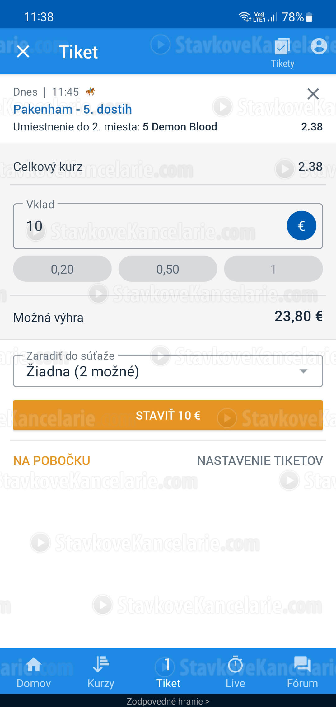 Live tiket v Tipsport appke