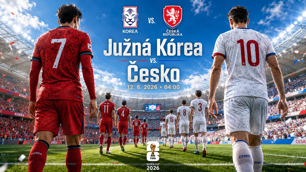 Futbalisti Južnej Kórei a Česka pred zápasom na MS vo futbale 2026 s dátumom konania 12. júna.