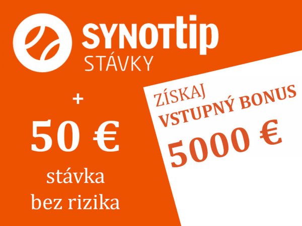 Najvyšší bonus od SYNOT TIP – 5.000 € + 50 € stávka bez rizika