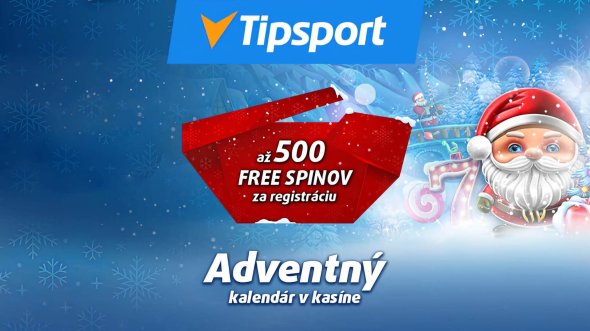 Tipsport adventný kalendár v kasíne a až 500 free spinov za registráciu
