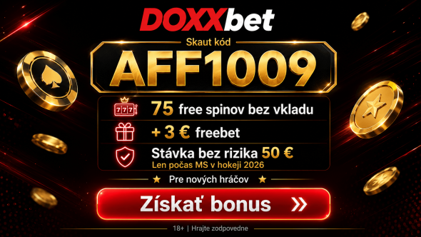 DOXXbet promo kód AFF1009 s bonusom 75 free spinov, 3 € freebetom a stávkou bez rizika 50 €