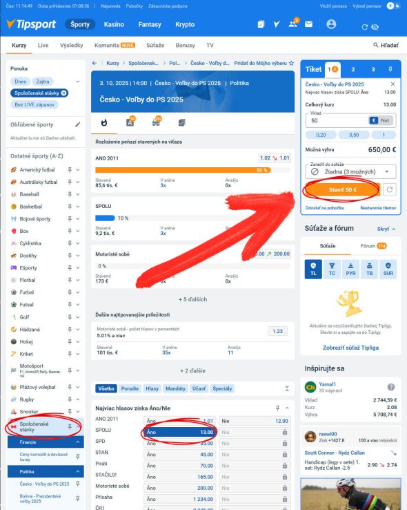 Kde tipovať na voľby v Tipsporte