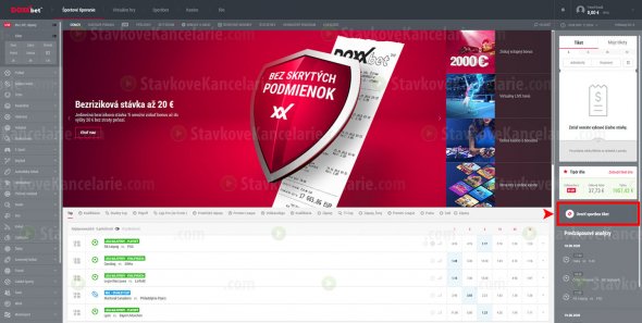 Kontrola tiketu bez prihlásenia na DOXXbet.sk – Krok 1