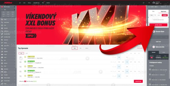 Kontrola tiketu na DOXXbet.sk – Krok 1