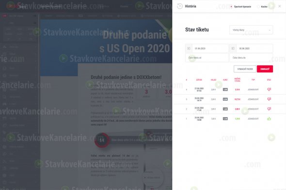 Kontrola tiketu na DOXXbet.sk – Krok 1