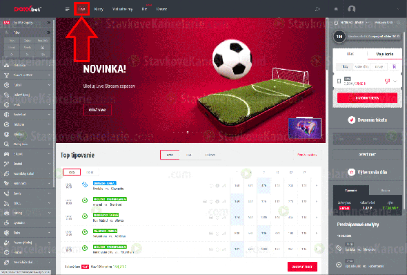 Návod ako zapnúť DOXXbet TV (kliknutím obrázok zväčšite)