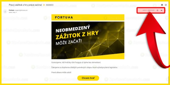 Prepošlite nám tento e-mail od Fortuny po overení totožnosti