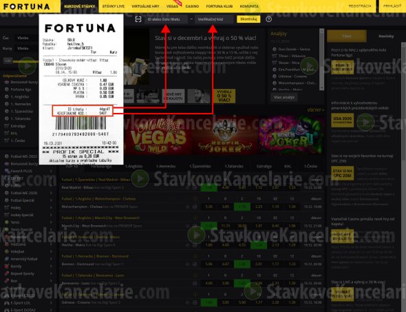 Kontrola tiketu na iFortuna.sk