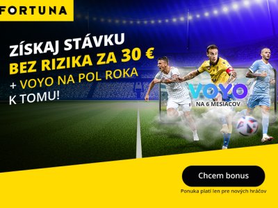 Fortuna bonus 30 € bez rizika + predplatné VOYO
