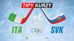 Taliansko vs Slovensko kurzy ZOH 2026 – hokejky s vlajkami Talianska a Slovenska, Milano Cortina 2026